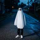 MCJC Unisex Kid Ghost Costume, Halloween Fancy Dress, White Boo Ghost Cloak, 3+ years (Small Size)