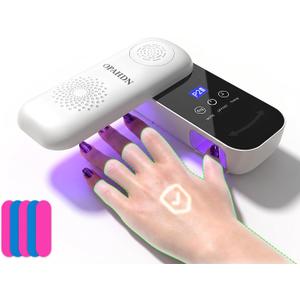 Cordless UV Nail Lamp for Nail Care, Rechargeable Finger Nail Repair Light with 240 Rotatable Panel, Portable Nail Dryer for Gel Polish Touch-Ups, Extensions, Manicure & Pedicure- White