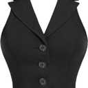 Women's Solid Asymmetrical Hem Backless Crop Tank Tops Sleeveless Casual Button Front Crop Blazer Vest, Small