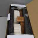 Getstar Ceramic Dog Bowls Set with Acacia Wood Stand, 3.5 Cups Pet Bowls Set of 2 for Medium Dogs, Cute Dog Food Bowl, Cat Bowls (Vintage White)