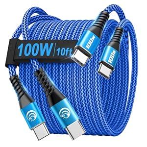 Yosou USB C Cable, USBC Type C Fast Charging Cable Cord Blue, 10ft+10ft