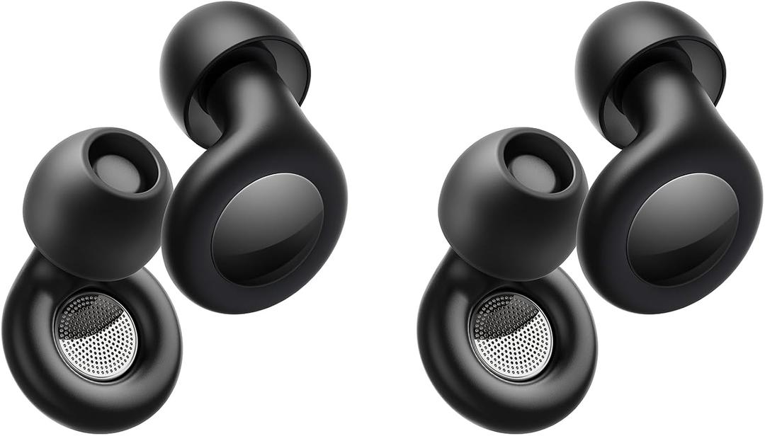 Ear Plugs for Sleeping Noise Cancelling, Reusable Silicone Ear Plugs for Noise Reduction with 8 Ear Tips, Earplugs for Sleep, Concerts, Travel, Snoring (Black + Black, One Size)