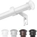 White Curtain Rods for Windows 30 to 116 Inches with Brackets,Decorative 5/8 Inch Diameter Single Window Curtain Rod Set for Bedroom, Room Divider, Living Room, Kitchen, Bathroom