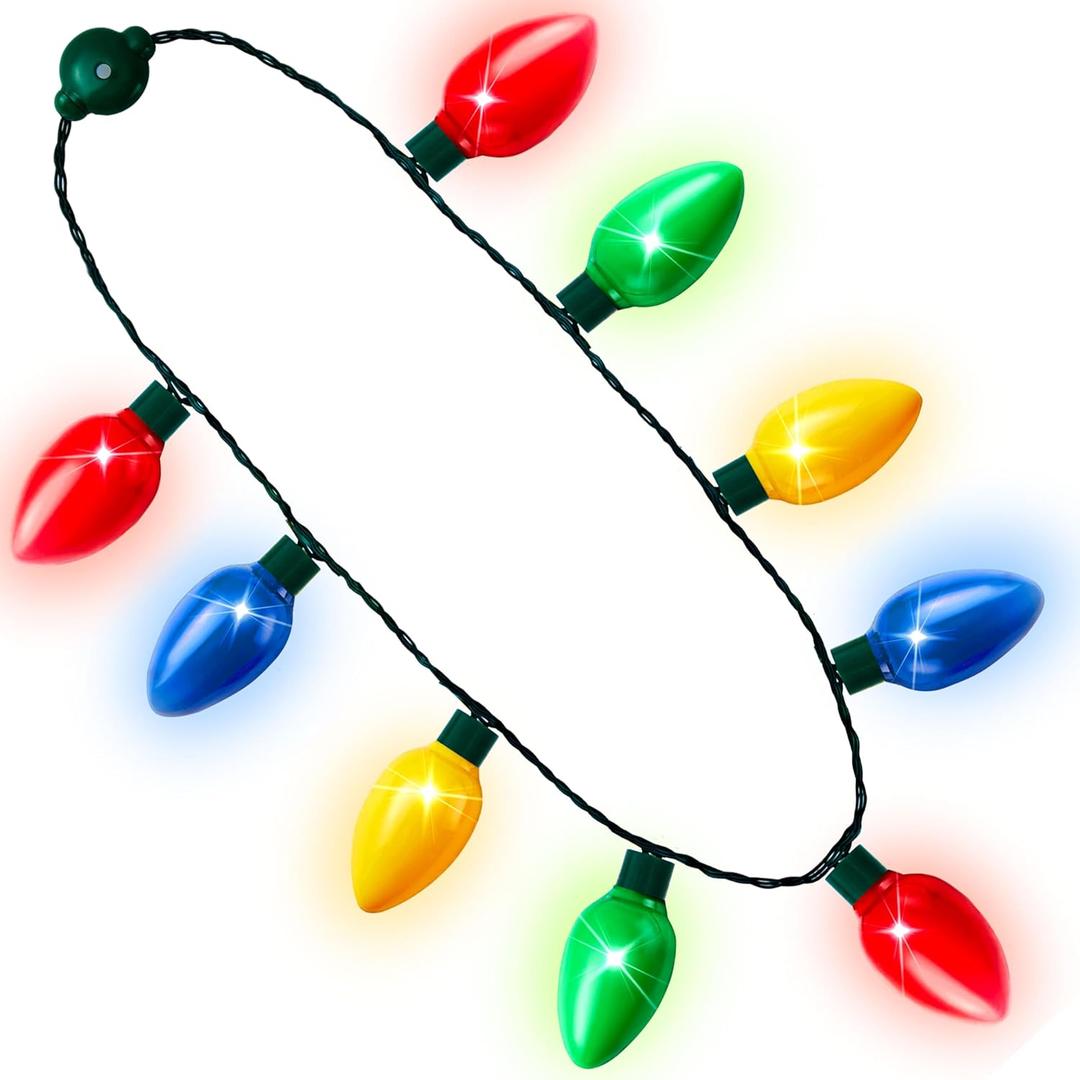 JOYIN 3 Packs Christmas Necklace LED Light Up Necklaces 9 Bulbs LED Holiday Party Favor Costume Accessories for Christmas Xmas Favor Party Supply