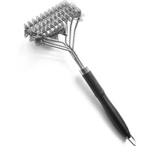 SUNRISE High Grade Stainless Steel BBQ Grill Brush with Scraper, Bristle Free, Extra Strong 3 Rows Brush Head, Bristle Free Design