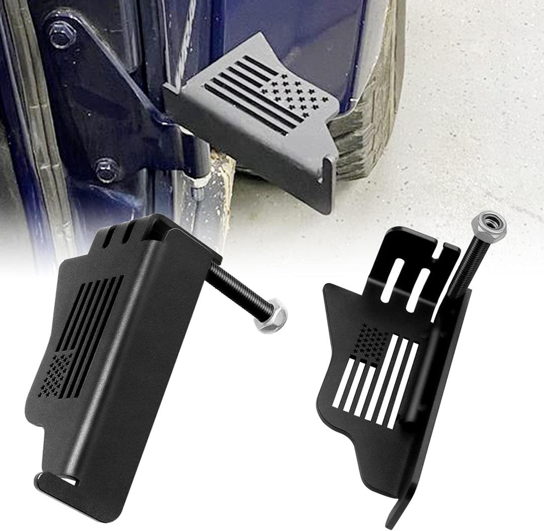 Steel Front Foot Pegs Rest Pedal Compatible with 2007-2021 Jeep Wrangler JK JKU JL JLU Unlimited 2-Door / 4-Door Exterior Door Hinge -2pcs
