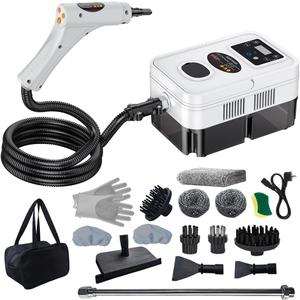 Handheld Steam Cleaner with Adjustable Handle 2500W High Temperature High Pressure Steam Cleaner with 3 Brush Heads Steam Cleaner for Home Furniture Kitchen Bathroom Grout and Tile (White)