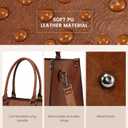 LOVEVOOK Laptop Tote Bag for Women, 17.3 Inch Large Capacity Vintage Leather Work Computer Bag, Business Casual Shoulder Handbag, Dark Brown
