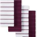 KitchenAid Albany Kitchen Towel 4-Pack Set, Boysenberry Purple/White, 16"x26"