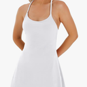 Womens Tennis Dress, Athletic Dress with Bra & Shorts Pockets Summer Dresses for Women Golf Outfits for Workout White XS