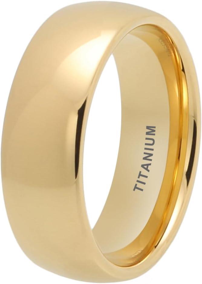 6mm 8mm Silver/Gold Titanium Rings for Men Women Fashion Jewelry Engagement Wedding Bands Domed Polished Shiny Comfort Fit, Size 9 