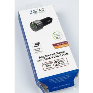 ZGEAR Adaptive Fast Car Charger With USB-A USB C Ports