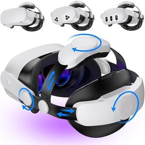 Kawaye for Meta Quest 3S/Quest 2/Quest 3 Head Strap, Double Knobs Adjustable Elite Strap Replacement,VR Headset Strap with Two Large Support Pad Enhanced Support, Reduce Pressure-MQ2000 Comfort Head Strap