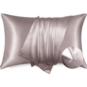 Bedsure Satin Pillowcase with Zipper, Similar to Silk Pillow Cases 2 Pack, Satin Pillow Cases King, Silky & Soft Bedding Pillow Covers for Hair and Skin, Gifts for Women Men, Dusty Rose, 20x36 Inches