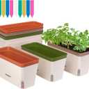 VIVOSUN Self-Watering Planters, 6-Pack 10.5 Inch Compact Rectangular Window Herb Planter Box with 10 PCS Plant Labels, Plant Container for Basil, Flowers, Succulents, Indoor & Outdoor