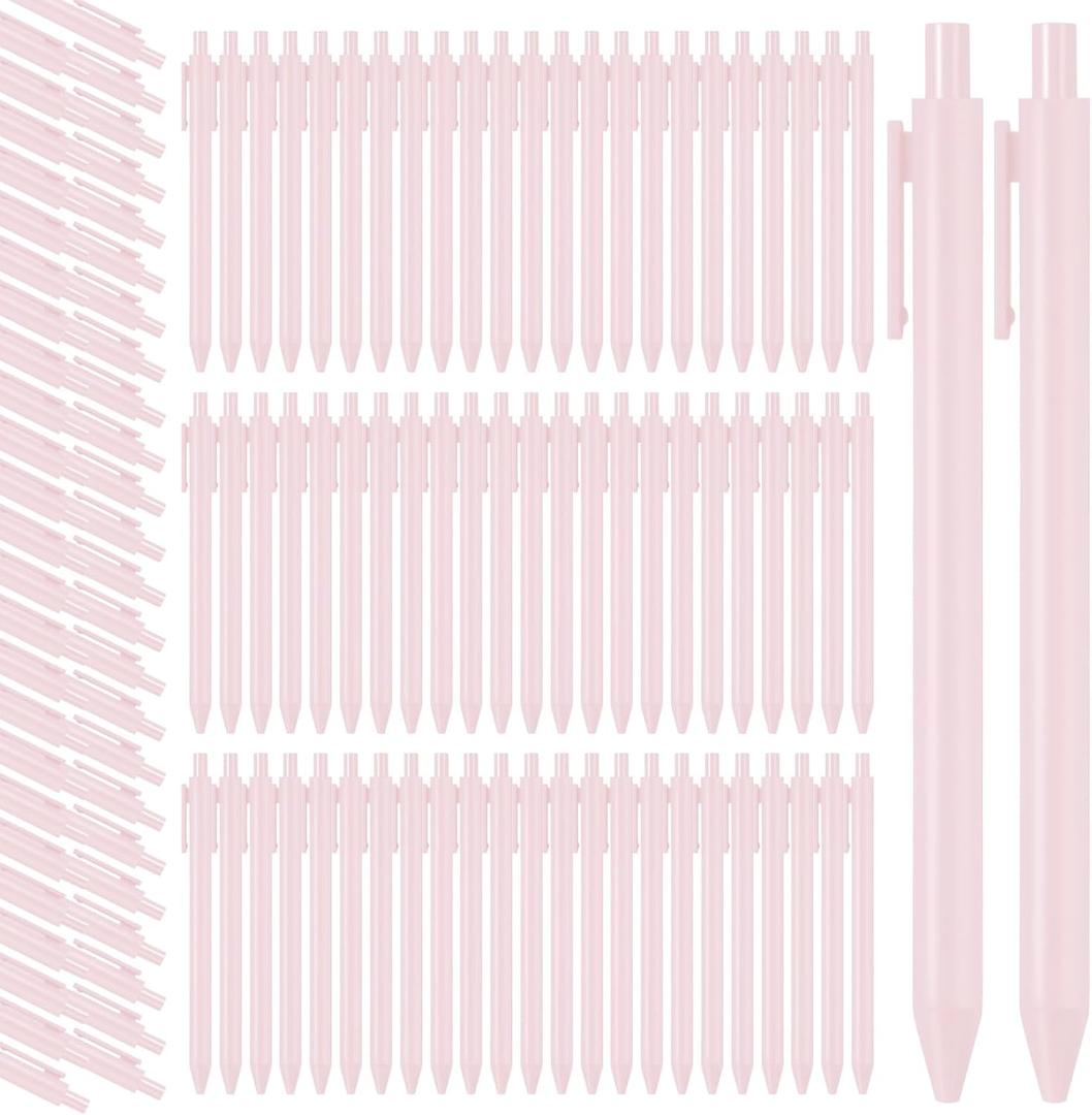 Teling 100 Pcs Ballpoint Pens Retractable Comfortable Cute Stylish Writing Pens in Medium Point 1.0 mm for Office Supplies(Pale Pink)