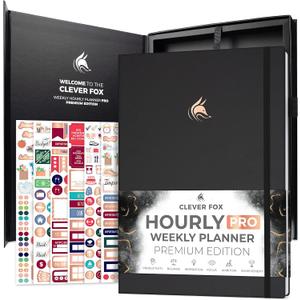 Clever Fox Hourly Planner PRO Premium  Undated Schedule Planner with Daily Time Slots  Personal Organizer Notebook for Time Management  Weekly & Monthly Life Journal, A4 Size (Black) (A4 (8.5" x 11"))