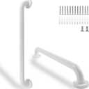 Shower Grab Bar, 2 Pack 24 Inch White Bathroom Safety Bar, 1.25" Diameter 304 Stainless Steel Grab Bars for Bathtubs and Showers, Handicap Shower Grab Bar for Seniors Elderly