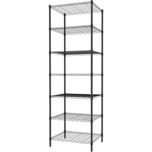 Finnhomy Heavy Duty 7 Tier Wire Shelving, 24x24x72 inches 7 Shelves Storage Rack with Thicken Steel Tube, Pantry Shelves for Storage, Adjustable Metal Shelf Unit, NSF Certified, Black