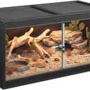 unipaws 50 Gallon Reptile Tank, Front Opening Leopard Geckos Enclosure Terrarium with Sliding Doors, Top Ventilation, Stackable Black Cage for Lizards