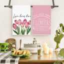 Tulip Spring Kitchen Towels Dish Towels, Pink Flowers Hand Towels 16x24 Inch Farmhouse Decoration Hand Towels Set of 3