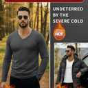3 Pack Men's Thermal Shirts Big and Tall Fleece Lined Long Sleeve V Neck Base Layer Raglan Curved Hem Warm Tops (X-Large, Black, White, Gray)