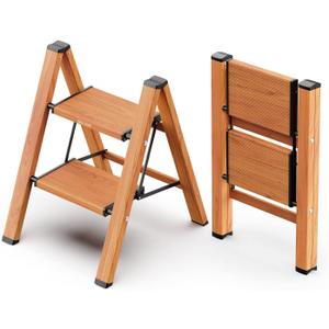 WOA WOA 2 Step Ladder, Foldable Step Stool, Aluminum Lightweight Ladder for Home Kitchen Closet, Anti-Slip Pedals, Ease of Folding, Portable, 300lbs Capacity - Wood Grain WOA WOA 2 Step Ladder, Foldable Step Stool, Aluminum Lightweight Ladder for Home Kitchen Closet, Anti-Slip Pedals, Ease of Folding, Portable, 300lbs Capacity - Wood Grain