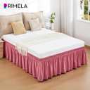 RIMELA Dusty Red Bed Skirt King Size 18 Inch Drop, Wrap Around Elastic Bedskirt, Dust Ruffle for Adjustable Bed Base Machine Washable Easy to Install Bed Skirts
