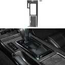 NVCNX Real Premium Carbon Fiber Compatible with Ford Mustang GT Shelby 2010-2014 2011 2012 2013 Car Center Console Gear Shift Box Panel Cup Holder Cover Sticker Interior Trim Kit Accessories Black