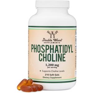Phosphatidylcholine 1,200mg – 210 Softgels – Enhanced Version of Sunflower and Soy Lecithin (Choline Supplements) - Non-GMO and Gluten Free to Support Brain Health by Double Wood (EXP: 12/2029)