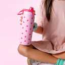 Ello Pop & Fill 18oz Stainless Steel Kids Water Bottle with Quick Fill Lid | Vacuum Insulated BPA Free Bottle with Leak Proof Straw and Chug Lid, Dishwasher Safe, Gift For Kids Teens, Strawberries