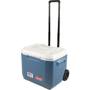 Coleman Xtreme 50qt Rolling Cooler with Wheels, Extra-Walled Insulation Keeps Ice up to 5 Days, Portable Wheeled Hard Chiller (Blue)