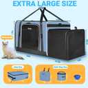24"x17"x17" Petskd Side Expandable Extra Large Cat Carrier with Litter Box Area for Car Travel, Collapsible Soft Large Pet Carrier or 2 Cats Under 55LBS with Seat Belt Buckles(Blue)
