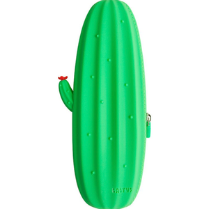 Waterproof Fun Cute Cool Silicone Pen Pencil Case,Travel Makeup Brush Holder,Silicone Makeup Bag with Zipper Daily Work Item,Travel Pouch for Women School Pen Case For Teen, Pencil Bag Green Cactus