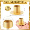 48 Pcs Gold Metal Taper Candle Holders Bulk for Wedding Pillar Candles Taper Candlesticks Holders Centerpieces Short Candle Stick Dinner Decor for Party Anniversary Dinning Table Gift (48, Gold)