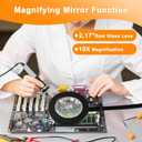 10X Magnifying Glass with Light and Timer, 2 in 1 Magnifying Desk Lamp, 3 Color Modes 10 Dimmable Brightness, Flexible Gooseneck Magnifier with Light for Craft Hobby Sewing Close Work(No Adapter)