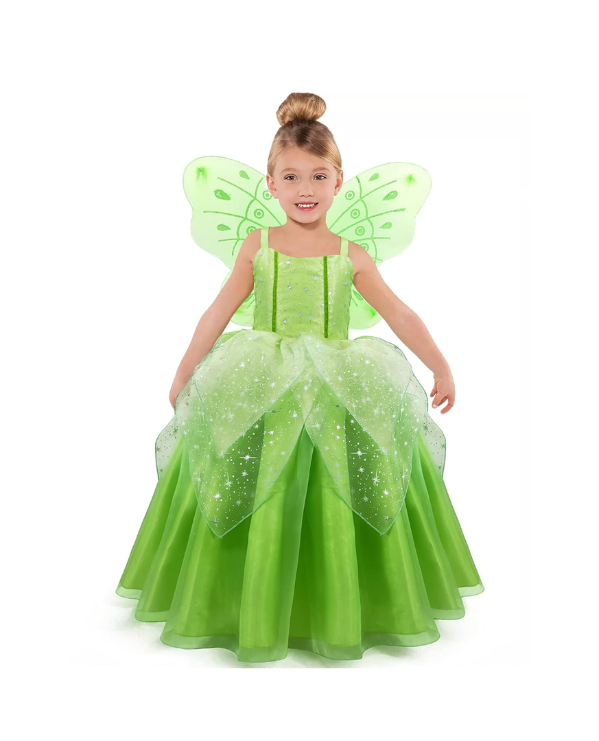 Princess Tinker Bell Halloween Costume for Girls, Birthday Party Fairy Dress Up, Special Occasion Dress with Wings