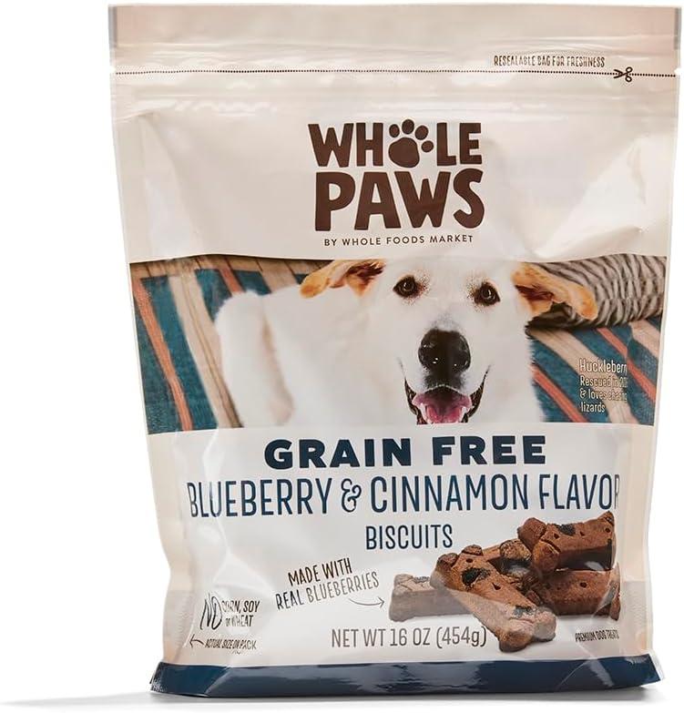 3 x Whole Paws, Grain-Free Dog Biscuit Treats, Blueberry & Cinnamon Flavor, 16 Ounce (EXP 03/10/27)