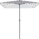 JEAREY 8x10 ft Rectangular LED Lighted Patio Umbrellas Outdoor Solar Table Market Umbrella w/Crank, 8 Sturdy Ribs, UV Protection Waterproof Sunproof(Black-White Stripe)