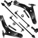 SCITOO 8pcs Front Suspension Kit Lower Control Arm w/Ball Joint Fit for Hyundai for Santa Fe 2001 2002 2003 2004 2005 2006 Inner Outer Tie Rod End Sway Bar Link