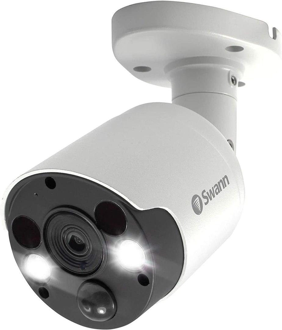 Swann Add-On DVR Bullet Security Camera with Sensor Spotlight, 4K Ultra HD Video, Indoor or Outdoor Design, Dusk to Dawn Color Night Vision Plus True Detect Heat and Motion Detection (1 Count, Pack of 1)