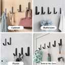 Adhesive Hooks,12 Pcs, Heavy Duty Hold 12Lbs, Stainless Steel Black Wall Hanger, Adhesive Hanger for Hanging, Metal Sticky J Strip Hooks, for Hat, Coat, Picture, Backpack, Garage