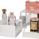 3 Pcs Acrylic Risers for Display, Acrylic Cube Box Food Display Risers Stand Shelf for Catering Dessert Collectibles Jewelry Figures Party (Silver3pc) (Silver 3pcs (6",7",8"))