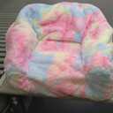 27 Inch Soft Faux Fur Bean Bag Chair with Sponge Filling Ergonomic Lounge Chair for Teens, Comfortable Rainbow Color Bean Bag for Bedroom, Living Room, Dorm (Set of 1)