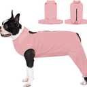 AOFITEE Dog Recovery Sleeve, Anti Licking Large Dog Rear Leg Sleeve for Female Male Dogs, Dog Recovery Suit for Hind Legs, Large Dog Wound Cover for Rear Leg and Abdomen, Dog Cone Alternative, Pink L