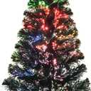 3ft Pre-Lit Fiber Optic Artificial Christmas Tree with Top Star, Multi-Color Lighting Tabletop Mini Christmas Tree with Sturdy Legs,Optical Fiber Xmas Tree for Home, Office, Party Decoration