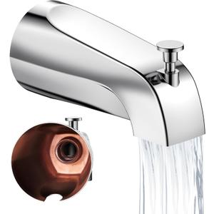 Universal Bathtub Tub Spout with Diverter, Wall Front Mount Tub Faucet Spout 1/2" IPS Thread, Compatible with Westbrass E531D-1F-62 Replacement (Chrome)