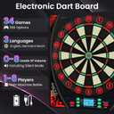 Soft Tip Electronic Dart Board for Adults, 9-Color LED&Voice Prompt, 18.11x20.47x1.18"