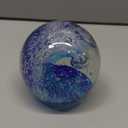 Qianwei Hand Blown Ocean Waves Crystal Ball - Glass Collectible Figurines Spere - Paperweight Glass Ball Aquarium DecorOffice Decor Ocean Lovers (Sky Blue)