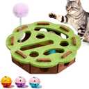 Interactive Cat Puzzle Toy for Indoor Cats, Felt Cat Puzzle Feeder Box with 3 Metal Balls and Wand. Cat Scratch Puzzle Enrichment Box for Self-Play & Encourages Hunting Instincts.
